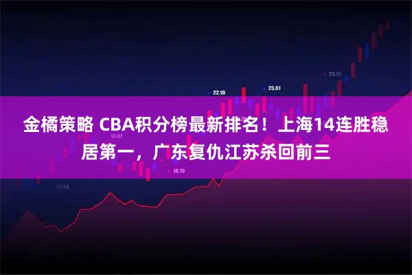 金橘策略 CBA积分榜最新排名！上海14连胜稳居第一，广东复仇江苏杀回前三