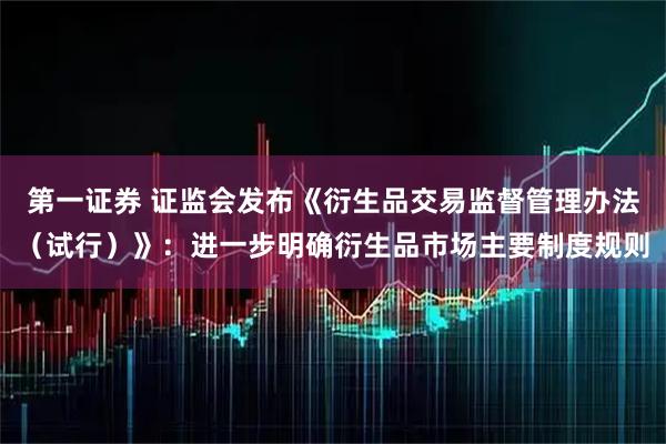 第一证券 证监会发布《衍生品交易监督管理办法（试行）》：进一步明确衍生品市场主要制度规则